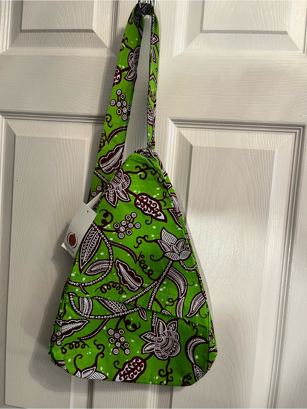 Green Floral Pattern Crossbody Sling Bag - Unbranded